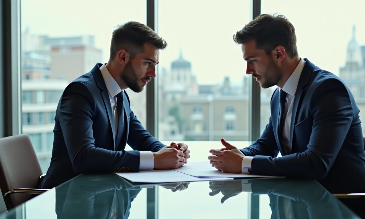 A professional legal consultation setting in a London office